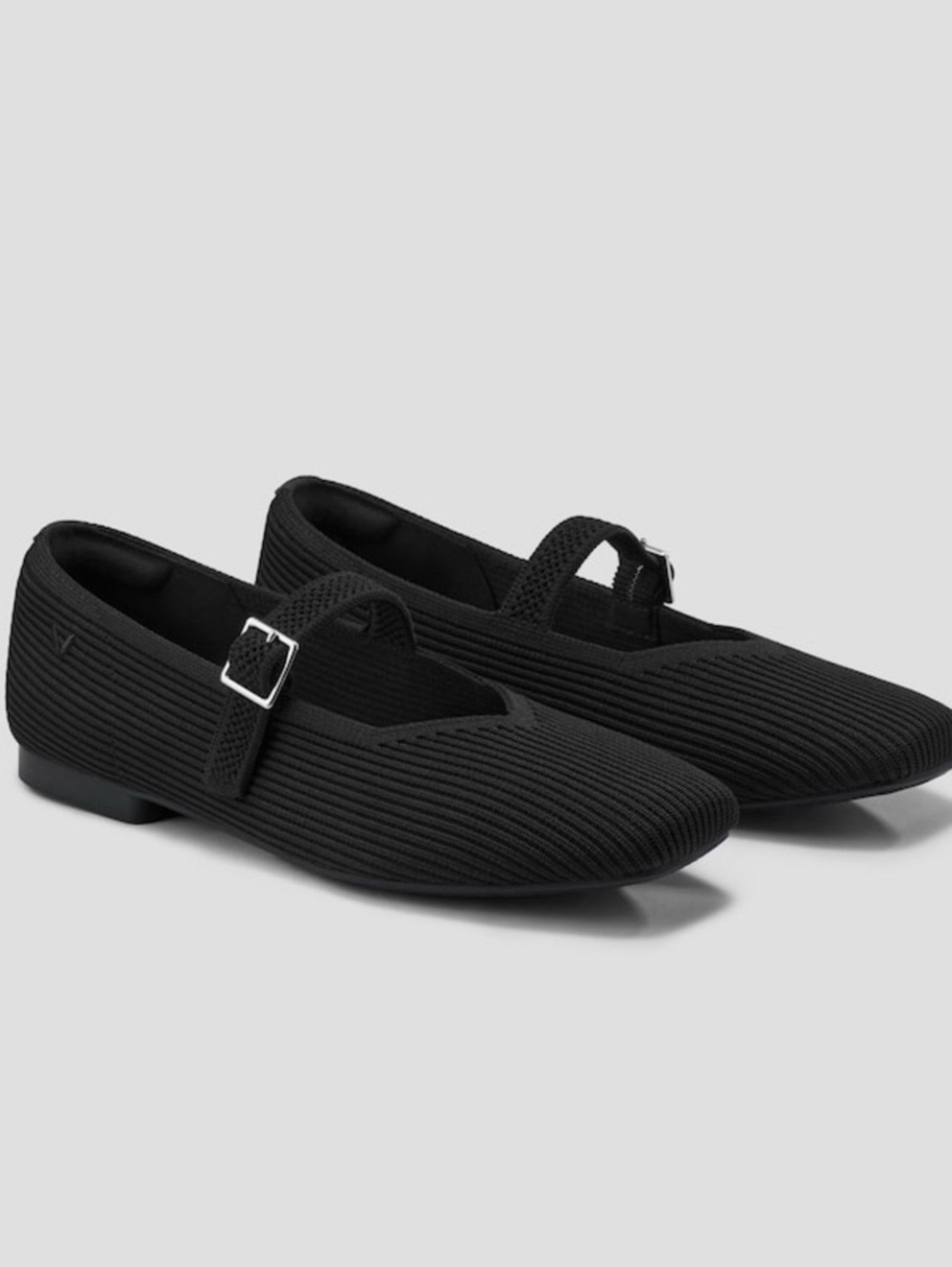 VIVAIA Margot Mary Jane Square Toe Flats Black Sz 10 (41.5) Sustainable Slip on - Picture 2 of 10